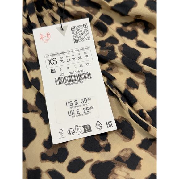 NEW Zara Leopard Animal Print Lounge Comfy Pants Elastic Drawstring Waist XS - Picture 2 of 2